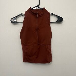 Sleeveless Zip Front Sport Tank - Deep Rust